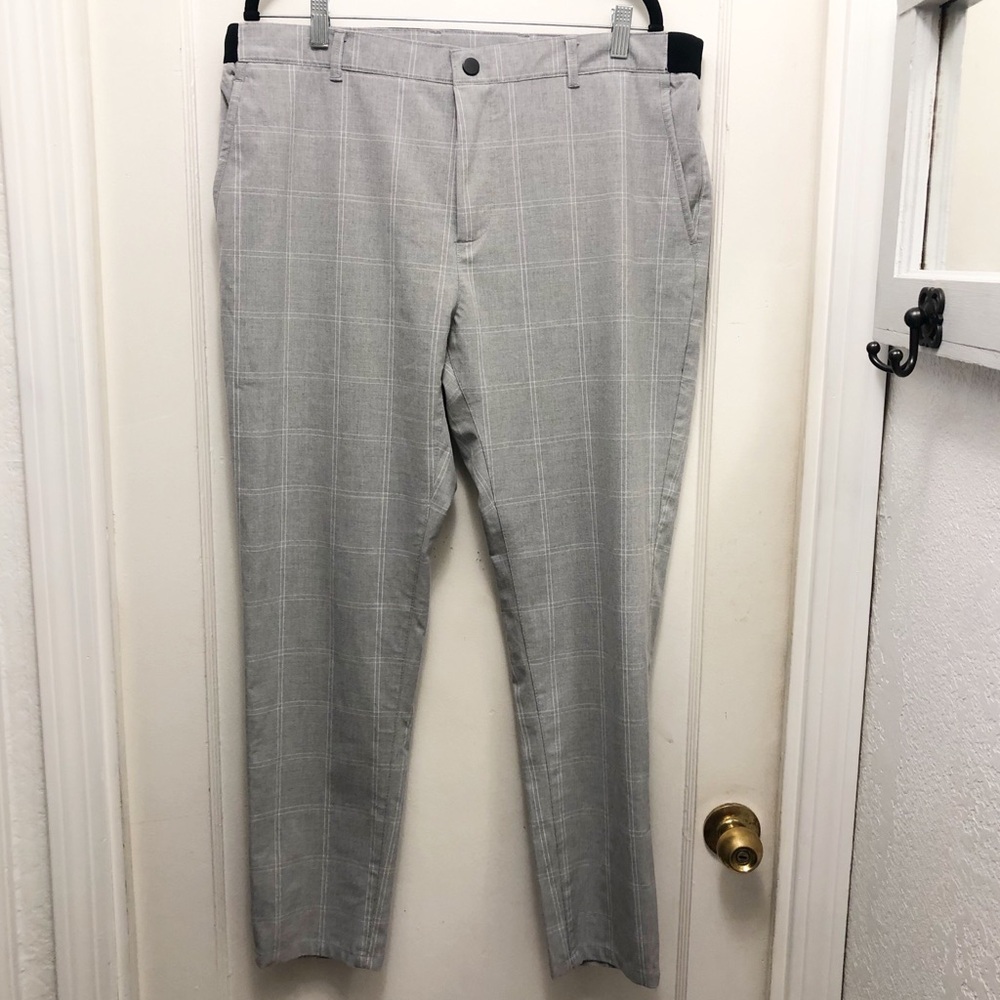 Zara Plaid Trousers Pants Size XL Light Gray